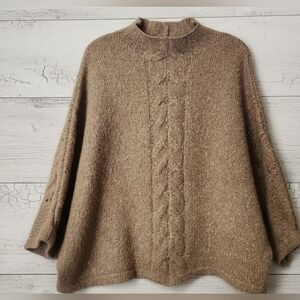 Anthropologie Oversized Pullover Knit Sweater In a Neutral Tan Taupe Size XS S